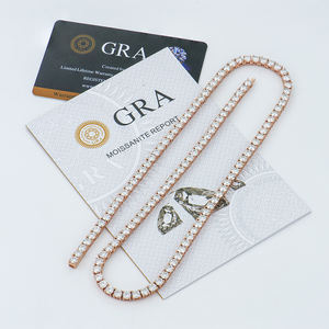 Collier Chaîne Tennis Tendance en Argent Sterling 925 Plaqué Or Rose, Moissanite Taille Brillant GRA 4mm, Longueurs 16in et 18in, Bijoux Fins Personnalisés - Product Image 2