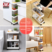 Haixin Vente chaude Organisateur de rangement ménager Support de rangement pour réfrigérateur de cuisine Support utilitaire amovible en plastique avec roulettes
