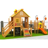 Equipo de Juegos Infantiles para Exteriores, Combinación de Tobogán de Plástico y Madera con Escalada