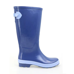 Bottes <span class=keywords><strong>de</strong></span> <span class=keywords><strong>pluie</strong></span> Wellington en caoutchouc pour femmes YL3529 personnalisées, bleues, hautes jusqu'au genou, antidérapantes, imperméables, pour l'extérieur - Product Image 3