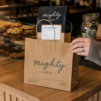 Sacs à emporter en papier kraft brun de luxe avec poignées torsadées |   Sacs d'emballage alimentaire personnalisés imprimés à l'écran pour la livraison de restaurants