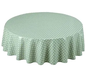 <span class=keywords><strong>Nappe</strong></span> <span class=keywords><strong>ronde</strong></span> simple en PVC enduit Haushead Home Direct, 160 cm, vert sauge à pois - Product Image 3