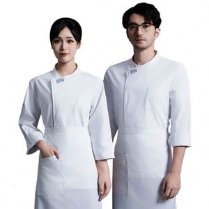 เสื้อแจ็คเก็ตแขนยาวสำหรับร้านอาหาร ชุดยูนิฟอร์มเชฟสีดำสำหรับพนักงานชายหญิง ชุดยูนิฟอร์มร้านอาหารและบาร์ - Product Image 4