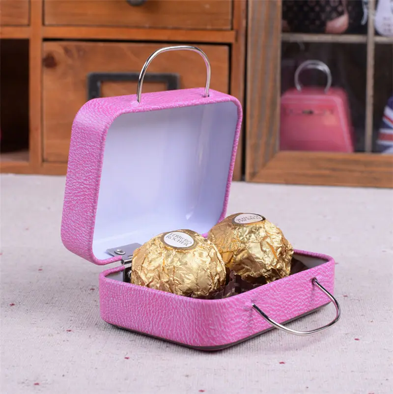 Mini caméra forme bijoux pièces de monnaie boîtes en fer blanc petit métal bonbons chocolat stockage étain valise boîte avec poignée
