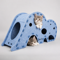YAOYUE Lit tunnel pour chat en feutre multi-trous avec découpes étoiles pour chatons, modèle Petit Éléphant