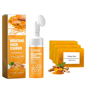 Kit de Savon Moussant Nettoyant Visage au Curcuma Marque Blanche avec Brosse pour Tous Types de Peau - Product Image 2