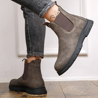 Chaussures de couple en cuir PU, bottes d'automne habillées pour hommes, bottes de désert en cuir pour hommes