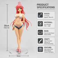 Figurine PVC Fille Anime avec Impression par Tamponnage, Yeux Détaillés, Deux Tresses Roses, Pose en Maillot de Bain, Modèle de Collection Garage Kit, Statue