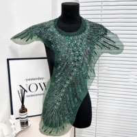 Paillettes dorées brodées col oblique Applique Patch avant col en dentelle pour Abaya Kaftan Jalabiya Baju Kurung robes africaines
