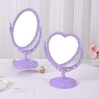 Miroir de maquillage de table personnalisé rétro en forme de cœur, double face, ovale, rose, violet, miroir de beauté de vanité, outil Espejo
