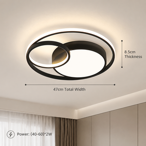 Lámpara de techo LED redonda moderna de acrílico y hierro, regulable con control remoto, tricolor, de montaje en superficie para sala de estar, dormitorio y hogar. - Product Image 3