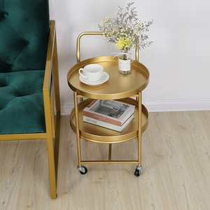 <span class=keywords><strong>Table</strong></span> <span class=keywords><strong>de</strong></span> chevet nordique <span class=keywords><strong>de</strong></span> salon, bout métallique, Set moderne <span class=keywords><strong>de</strong></span> chevet en or, thé, avec <span class=keywords><strong>roulettes</strong></span> mobiles - Product Image 4