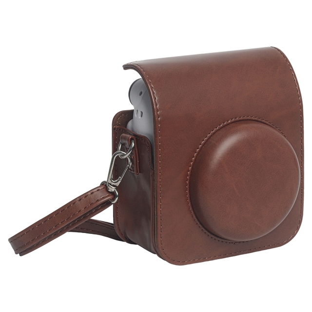 Hot Sale for FUJIFILM Instax Mini 12 Leather Case Full Body Camera Bag with Shoulder Strap (Brown)