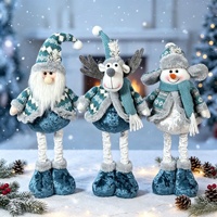 Figurines de Noël extensibles Père Noël Bonhomme de neige Renne en peluche polyester bleu 31cm-50cm pour vitrine