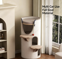 Arbre à chat compact et durable pour intérieur, avec lit pour chat, griffoir en sisal résistant à l'usure, sans litière, utilisable toute l'année, double couche, type tonneau