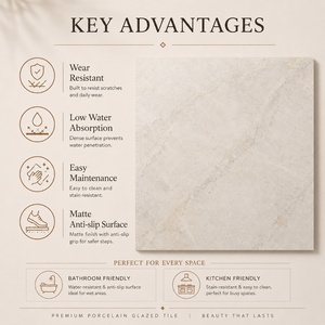 Carreaux de sol en porcelaine émaillée beige mat <span class=keywords><strong>60x60</strong></span> antidérapants pour salle de bain, cuisine et balcon (vente en gros) - Product Image 3
