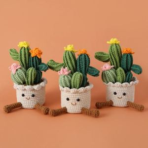 Factory Crochet Crochet Succulent Potted Plant Handmade Soft Lightweight Modern Crochet Knitted Car Office Home <b>Decorations</b> - Product Image 2