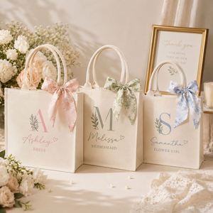 Sacs fourre-tout en toile de coton recyclable personnalisés avec impression de logo de mariage, écologiques, taille personnalisée pour cadeaux et artisanat - Product Image 1