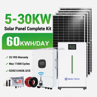 Sistem Tenaga Surya Hibrida 5kW Paket Lengkap Panel Kombiner Inverter Kabel Baterai LiFePO4 Braket Kotak Sistem Energi Surya