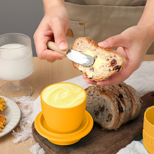 European Farmhouse Kitchenware Set Hot Sale Air-Tight <b>Storage</b> <b>Container</b> Silicone Butter Dish Knife Ceramic Base Dishes Plates - Product Image 5