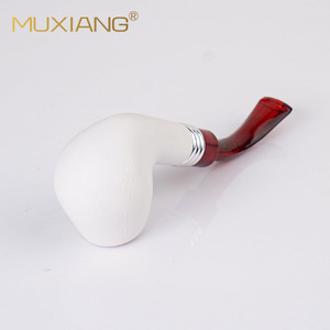 MUXIANG Wooden Smoking Pipe Bent Type Imitation Meerschaum Resin Bakelite Tobacco Pipe For Personal Gift - Product Image 4
