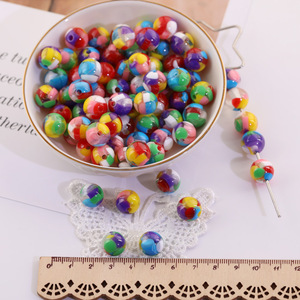 ลูกปัดเรซิ่นทรงกลมลายหินอ่อนสี ขนาด 12 มม. รูตรง สำหรับทำเครื่องประดับ DIY สร้อยข้อมือ สร้อยคอ และอุปกรณ์เสริม - Product Image 4