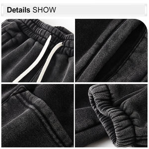 Pantaloni Casual Vintage Lavati Invernali Streetwear Hip Pop Pantaloni Tuta Personalizzati in Pile Polare Unisex Larghi - Product Image 4