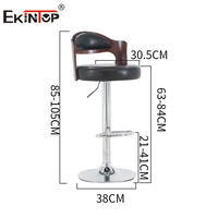 Tabouret de bar en cuir noir, chaise haute pour table de bar, 11 pouces