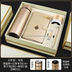 Top Seller Loose-leaf A5 Leather Notebook+vacuum Flask+<b>pen</b> Gift Set for Business Strapless Vacuum Gifts - Product Image 5