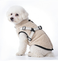 Harnais-manteau d'hiver pour chien - Gilet respirant doublé polaire épais et chaud à imprimé animal avec boucle de laisse pour usage extérieur