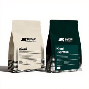 Sachet personnalisé compostable de qualité alimentaire pour café et thé, en papier kraft, avec fermeture éclair, à fond carré, type pochette stand-up - Product Image 4