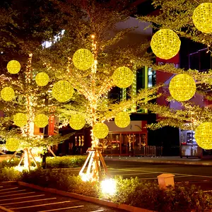 LED-Rattan-Kugellampe Lederdraht Rundstränge außen wasserdicht kommerziell Straße Festival-Dekoration Landschaft hängender Baum