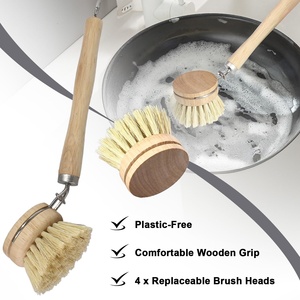 Kitchen Household Brush Beech Wood <b>Long</b> <b>Handle</b> Brush Dish Brush Cleaning Tool - Product Image 4