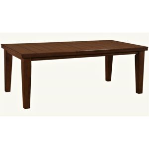 DB Contemporary 1pc Table à manger rectangulaire avec 18 "feuille en bois massif pieds coniques en bois finition bois brun pour salle à manger Roo - Product Image 2