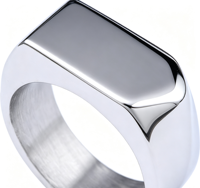 Edelstahl Blanko-Siegelring Unisex Polierter Quadratischer Fingerring Individuell Gravierter Modischer Schmuck für Männer und Frauen