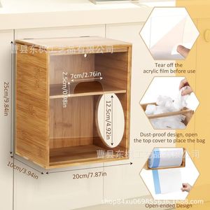 Wooden <b>Wall</b> Mounted <b>Storage</b> Rack 2 Tier Rectangle <b>Hanging</b> For Kitchen Living Room Organization - Product Image 5