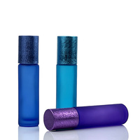 Flacon à bille en verre coloré arc-en-ciel 10 ml pour huiles essentielles, parfum et sérum de soin de la peau, flacons portables en acier pour les voyages
