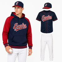 Ensemble de maillots de baseball personnalisés en gros avec logo par sublimation, comprenant sweat à capuche, pantalon et casquette, pour clubs sportifs scolaires et jeunes