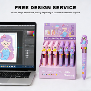 मत्स्यांगना 10-रंग बल्लपॉइंट पेन थोक कस्टम लोगो के लिए उपलब्ध - Product Image 1