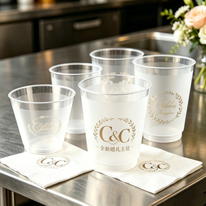 Verres à vin sans pied côtelés de 12 oz, gobelets à whisky jetables en plastique pour champagne, traiteur, mariages, fêtes, cocktails de 9 oz, 10 oz, 16 oz - Product Image 1