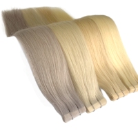 Extensions de cheveux humains de qualité supérieure, double épaisseur, blond européen avec mèches, invisibles et sans couture, fabriquées à partir de cheveux vierges bruts
