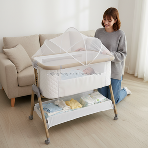 Culla Multifunzionale per Neonati con Telaio in Metallo, Convertibile, da Viaggio, in Cotone Organico, <span class=keywords><strong>Lettino</strong></span> Rotondo Portatile per Dormire - Product Image 2