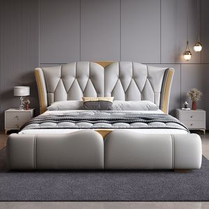 Camas Modernas Tapizadas de Venta Caliente, Diseño Italiano de Lujo, <span class=keywords><strong>Cama</strong></span> de Madera King/Queen <span class=keywords><strong>con</strong></span> Almacenamiento Ajustable para Dormitorio Principal de Hotel - Product Image 3