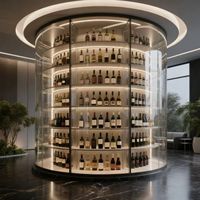 Armoire à vin cylindrique haut de gamme en acier inoxydable avec éclairage LED commercial et température contrôlée pour salon et bar à domicile