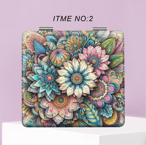 <span class=keywords><strong>กระจก</strong></span>พกพาแบบพับได้ทรงสี่เหลี่ยมพร้อมลายดอกไม้และผีเสื้อสไตล์โบฮีเมียน <span class=keywords><strong>กระจก</strong></span>แต่งหน้าและเติมแต่งลุคแบบพกพาสำหรับสาวๆ - Product Image 4