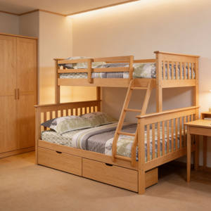 Kids Wooden Bunk Beds With Storage Twin Bunk Bed For Adult Wood With Stairs Wooden Bunk Bed <b>Shelves</b> - Product Image 2