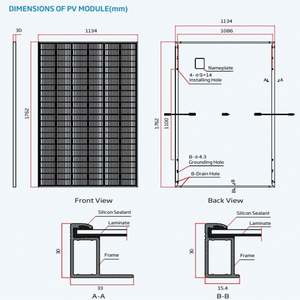 แผงเซลล์แสงอาทิตย์ Trina Vertex S โมดูลโมโนแผ่นพื้นหลังสีดำเต็มรูปแบบ405-425 W ครึ่งเซลล์405 410 415 420 425 watt Trina - Product Image 3