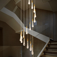 Moderne Unique Minimaliste Villa Meteor Pluie Gouttes Restaurant Bar Escalier Lustre Plafond De Luxe Lumière