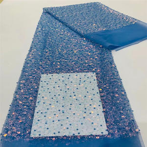 Kain jala Tulle pernikahan pengantin bordir manik-manik hijau zamrud hijau Afrika mewah Prancis untuk gaun malam panggung pesta - Product Image 3