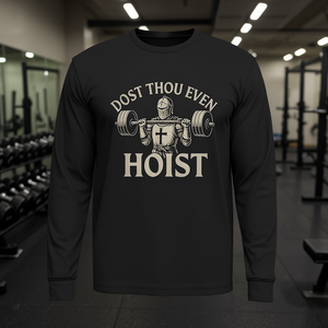 Dost Thou Even Hoist T-shirt à manches longues pour entraînement de gym, motif chevalier médiéval - Product Image 3